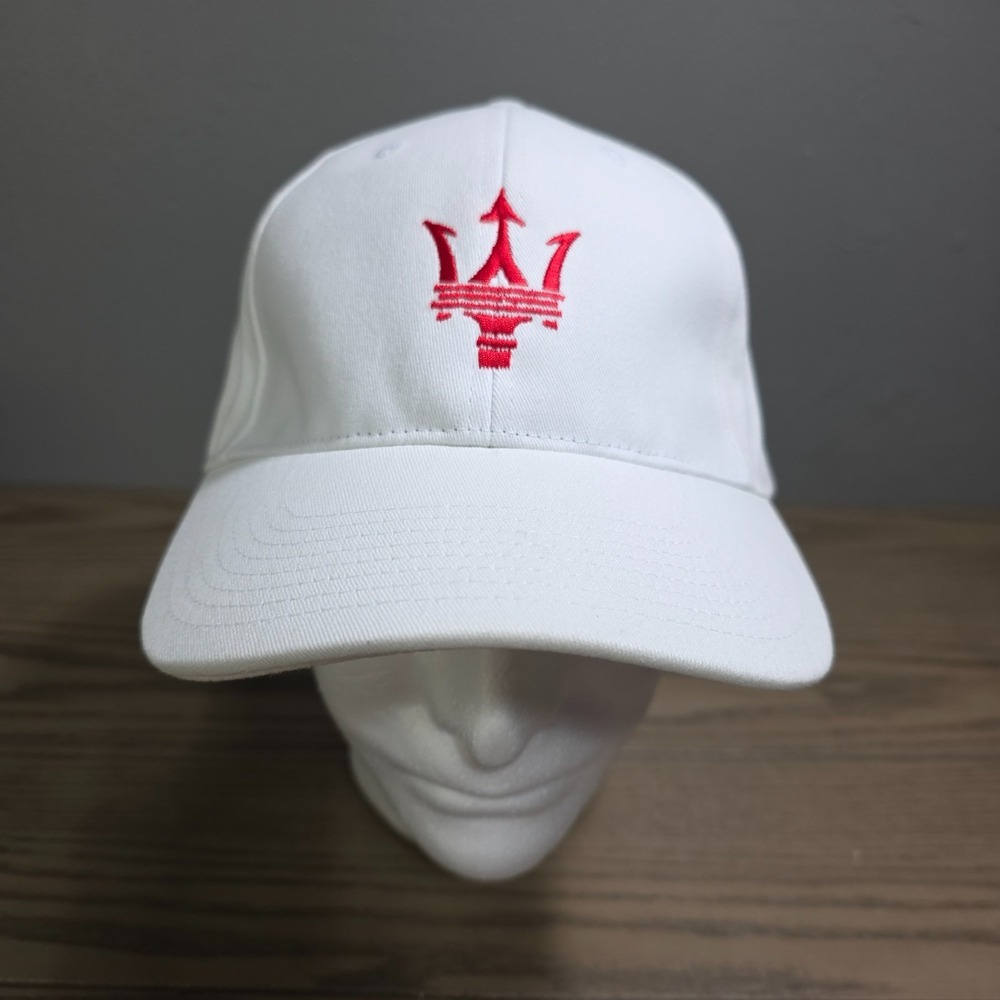 Maserati Automobile Cap White Embroidered Clean Smooth Look Size Medium/ Large